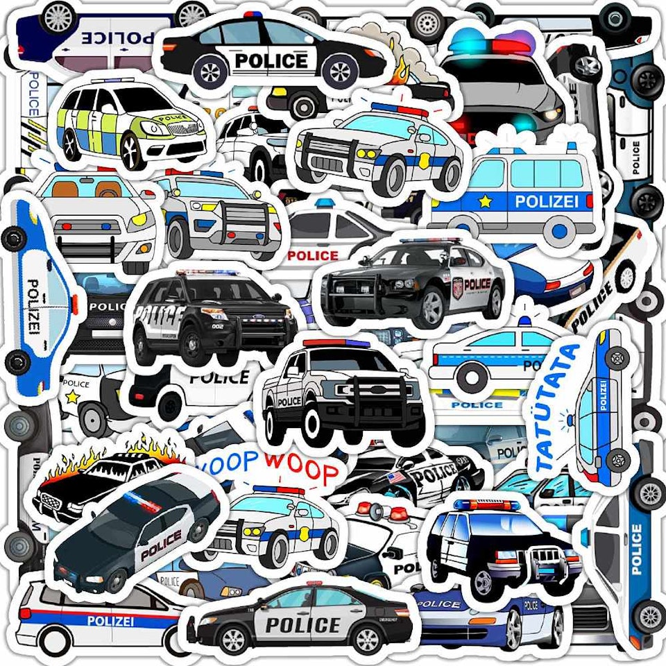 Stickers till scrapbooking - polis bilar - 50st