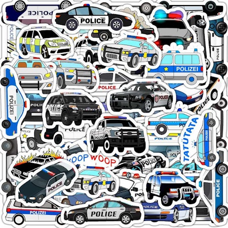 Stickers till scrapbooking - polis bilar - 50st