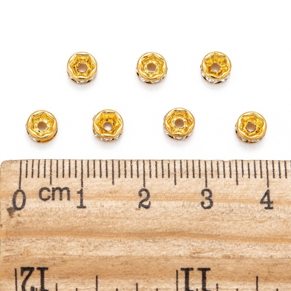 Strass rondeller klass A- 5mm guld/klar - 10-p