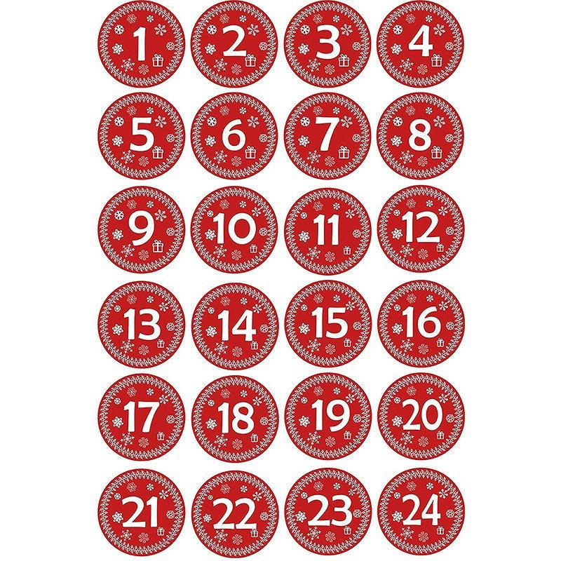 Stickers till adventskalender - 1-24