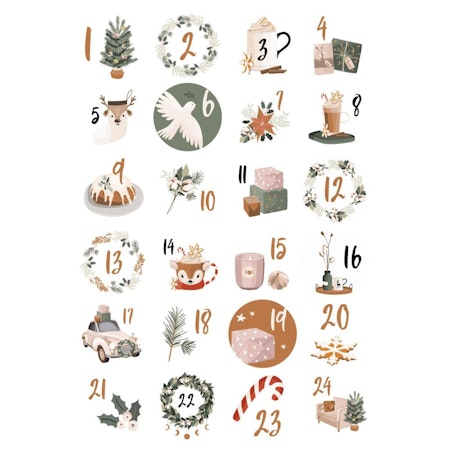 Stickers till adventskalender - 1-24