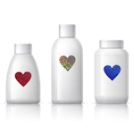 Stickers på rulle - gnistrande hjärtan -  9 färger - 500st