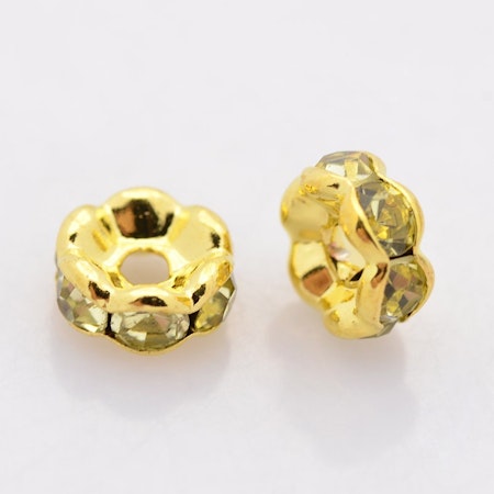 Blomster strass rondeller - klass A- 6mm guld/Jonquil