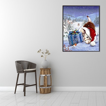 Katt med julklapp - Diamond Painting   - 40x30