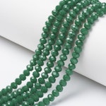 Facetterad glaspärla rondell - 6x5mm - grön - sträng - ca 90st