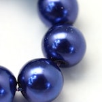 Vaxade glaspärlor - 10-11mm - mörk blå - 15-p