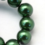Vaxade glaspärlor - 12mm - mörk grön - 10-p