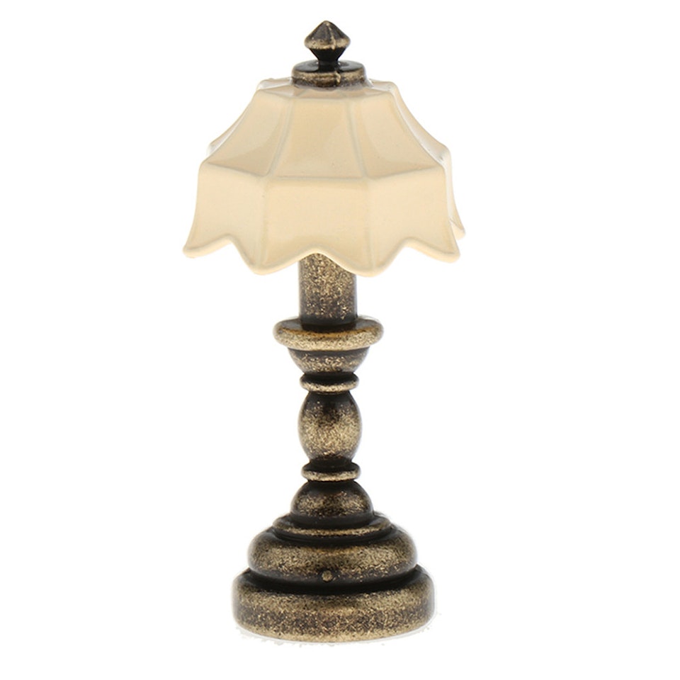 **Miniatyr** Bordslampa - antik brons - beige