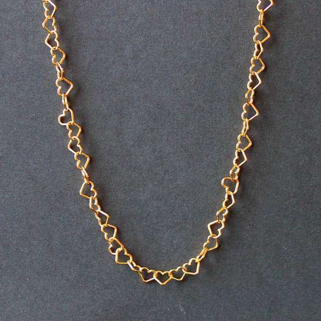 Guldförgyllda hjärtan - Halsband 70 cm