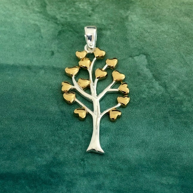 Livets träd - med 14 guldpläterade hjärtan