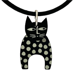 Katthalsband - Svart, prickig katt i plexi och silver