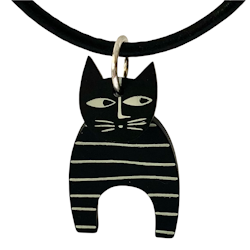 Katthalsband - Svart, randig katt i plexi och silver
