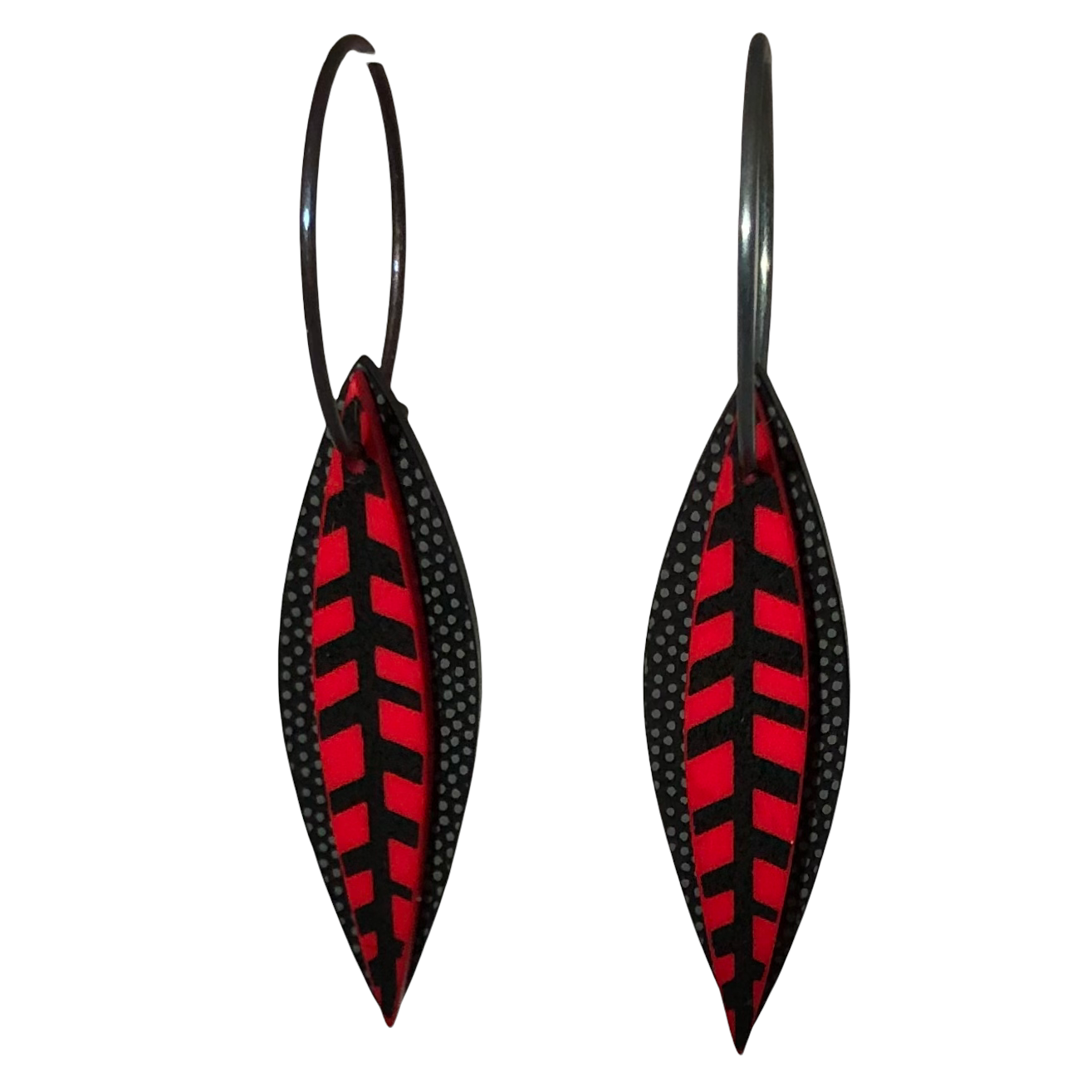 Zulu - Rödsvarta örhängen i plexi och titan