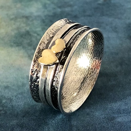 Ofelia - Finaste ringen med två guldpläterade hjärtan