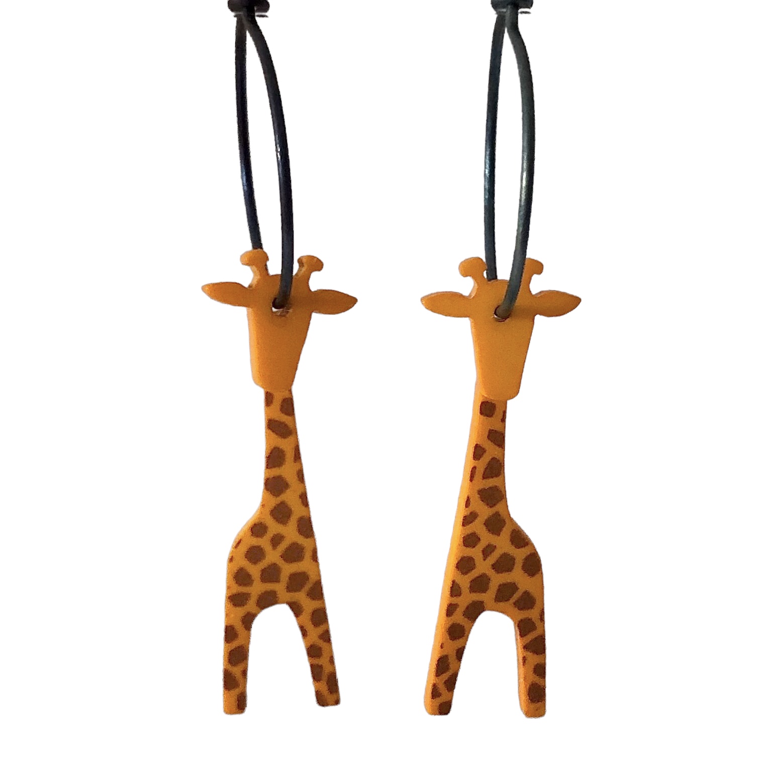 Giraff - Örhängen i plexi och titan