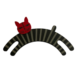 Hoppkatt - Stor underbar kattbrosch, rödsvart