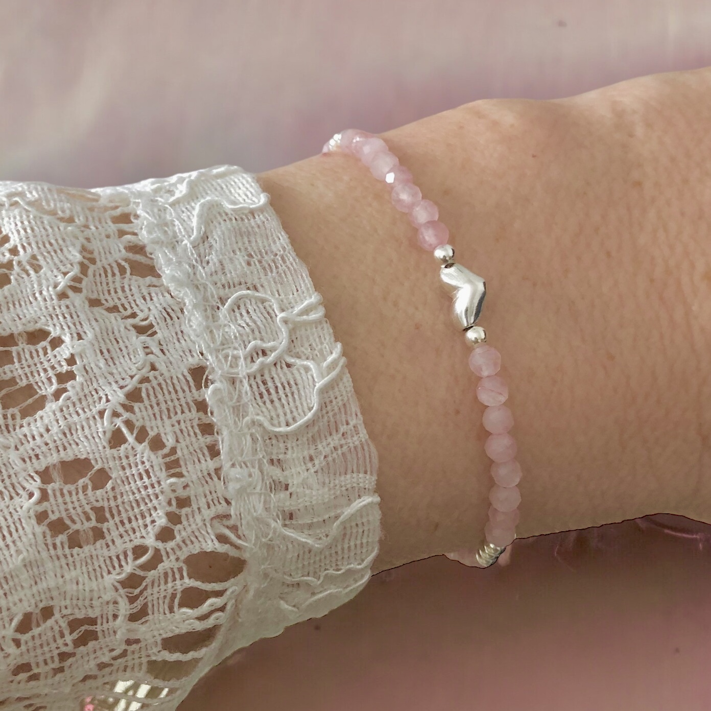 Summer - Fint armband med rosenkvarts
