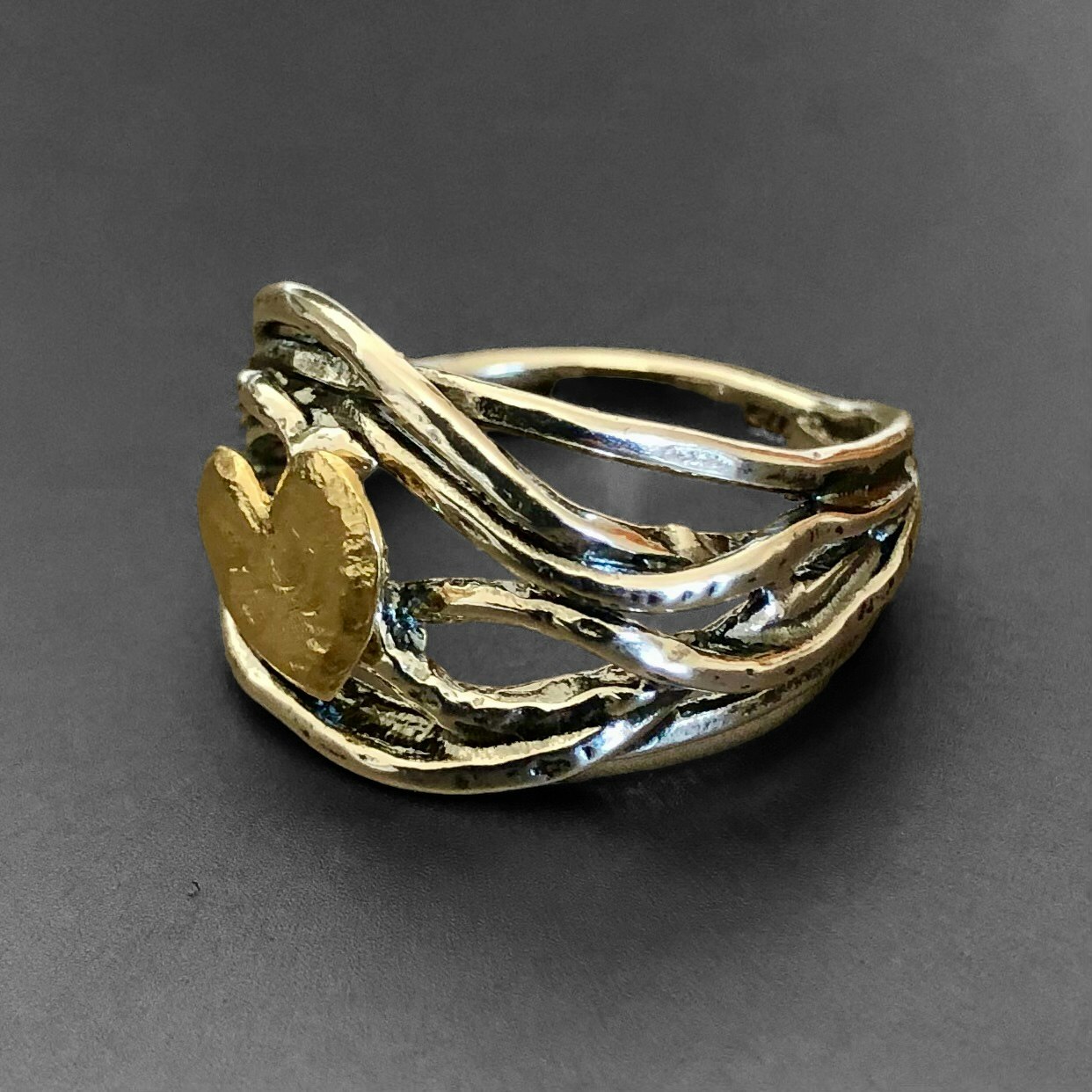 Golden heart - Silverring med guldpläterat hjärta