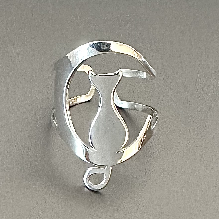 Sigge katt - Kattring i silver
