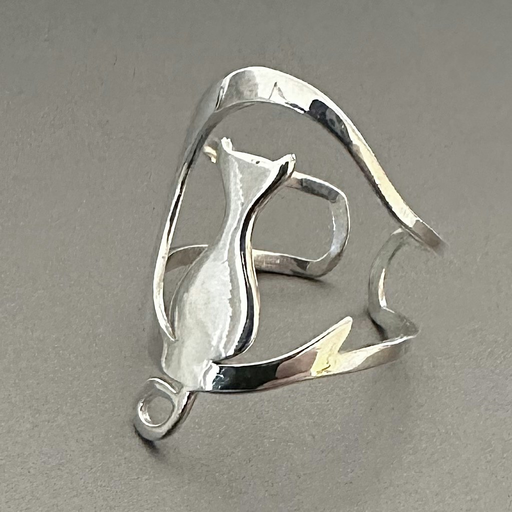 Sigge katt - Kattring i silver