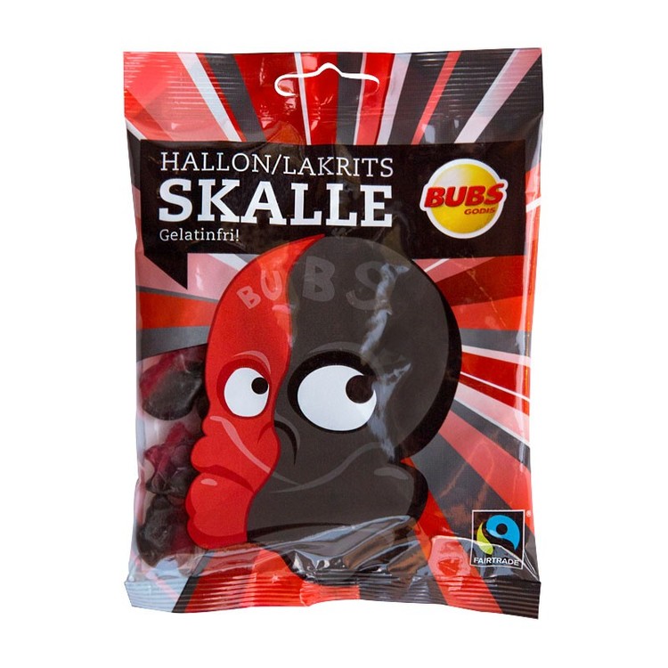 Hallon & Lakrits Skalle (Licorice and raspberry skulls) 190 grams