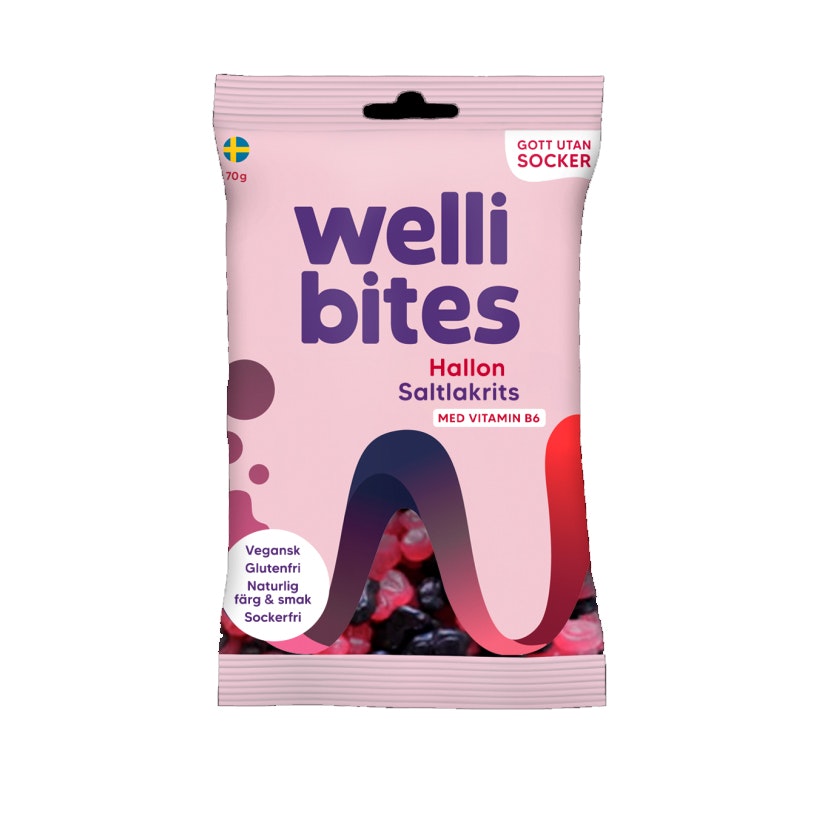 Wellibites Raspberry & salted liquorice  - 70 grams