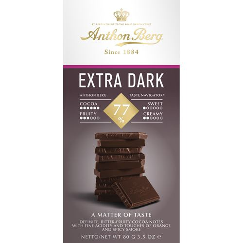 Anthon Berg Chocolate Extra Dark 77% - 80 grams