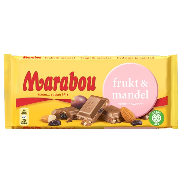 Marabou Fruits and almond - 185 grams