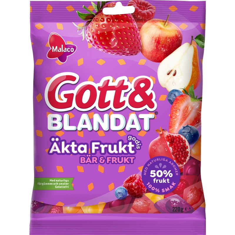 Malaco Gott & Blandat Real Berries And Fruit - 220 grams