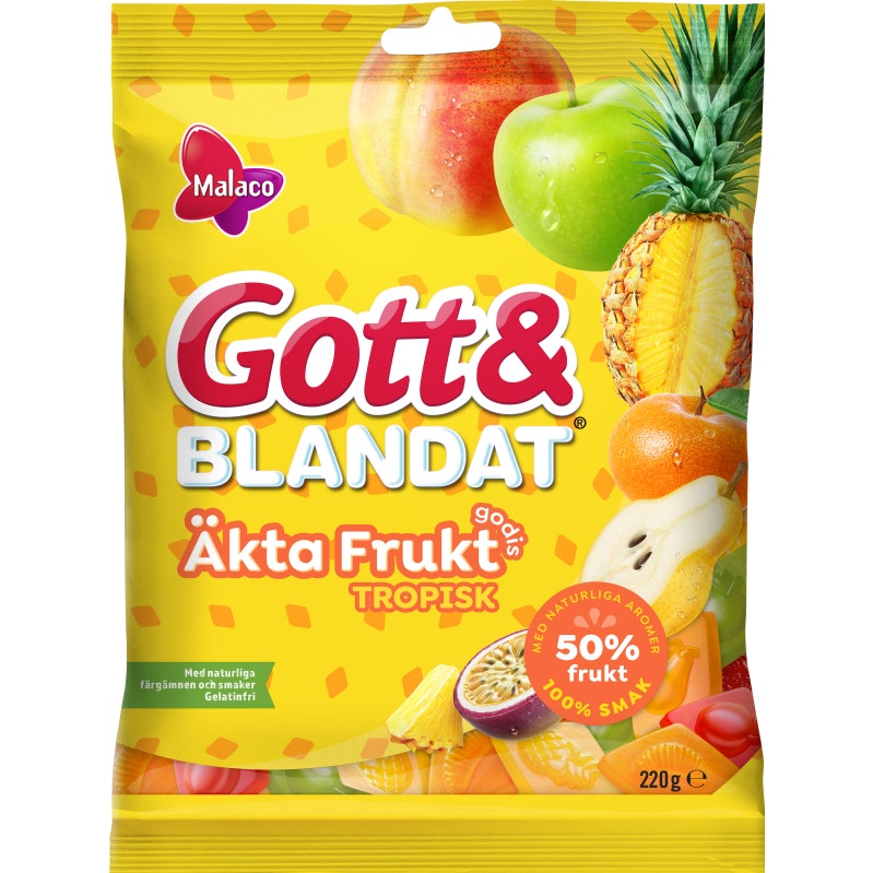 Malaco Gott & Blandat Real Fruit Tropical - 220 grams