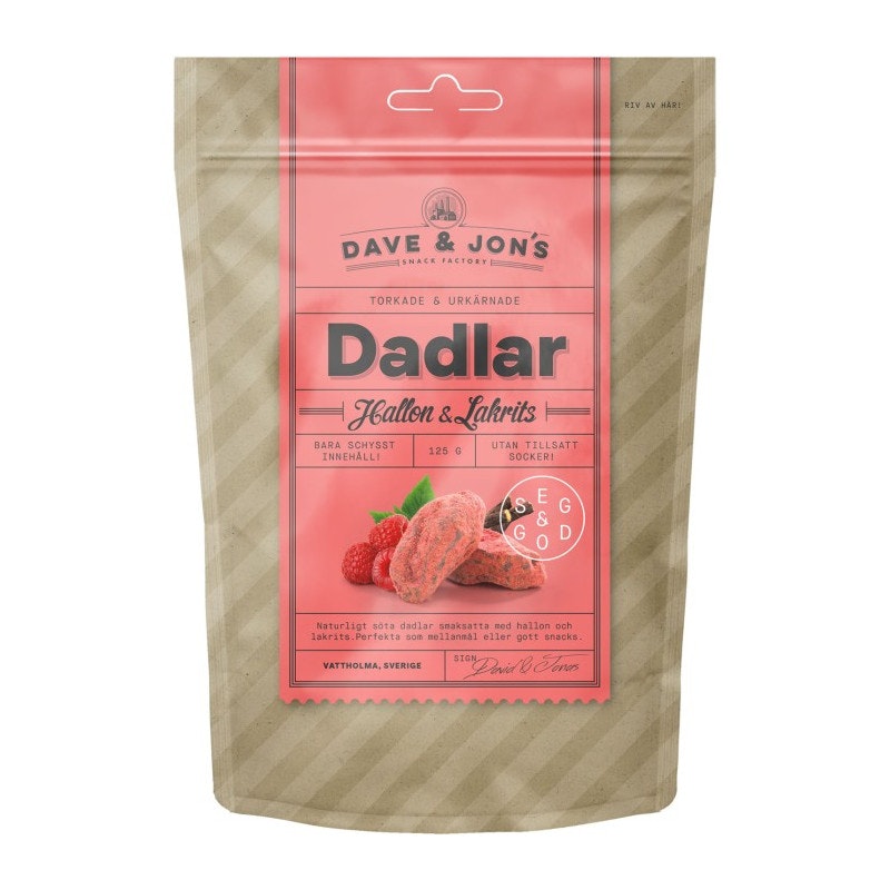 Dave & Jon's Dates With Raspberry & Licorice - 125 grams