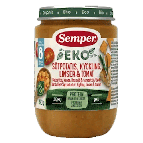 Semper Organic Sweet Potato, Chicken, Lentils And Tomato - 190 grams