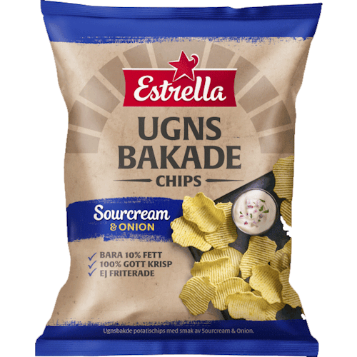 Estrella Oven-Baked Potato Chips, Sourcream & Onion - 125 grams