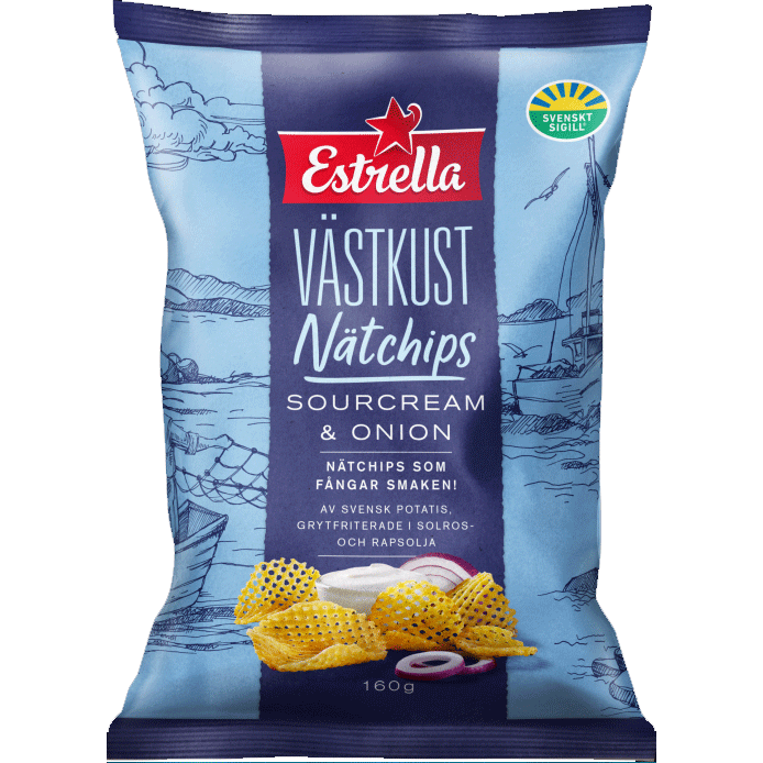 Estrella West Coast Chips, Sourcream & Onion - 160 grams - Scandinavian  Online Store