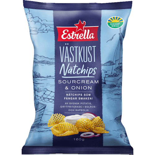 Estrella West Coast Chips, Sourcream & Onion - 160 grams