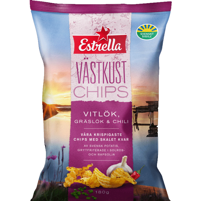 Estrella West Coast Chips, Garlic, Chives & Chili - 180 grams