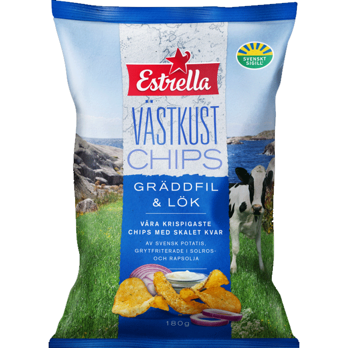 Estrella West Coast Chips, Sourcream & Onion - 180 grams
