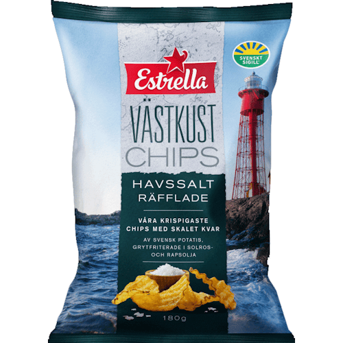 Estrella West Coast Chips, Sea Salt, Ribbed - 180 grams