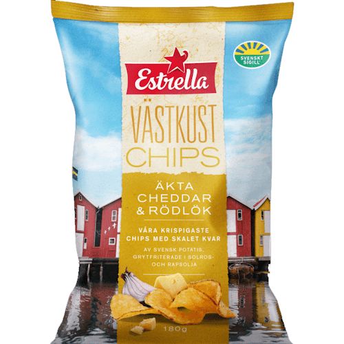 Estrella West Coast Chips, Real Cheddar And Red Onion - 180 grams