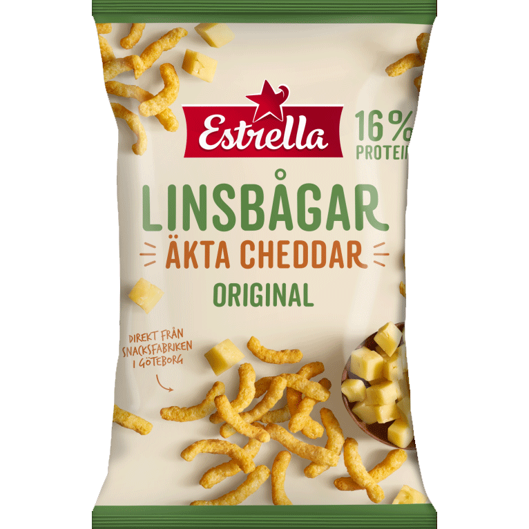 Estrella Lentil Curls, Real Cheddar - 125 grams