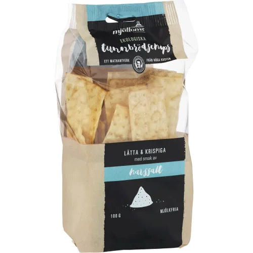 Mjällom Organic Flatbread Crisps, Sea Salt - 100 grams