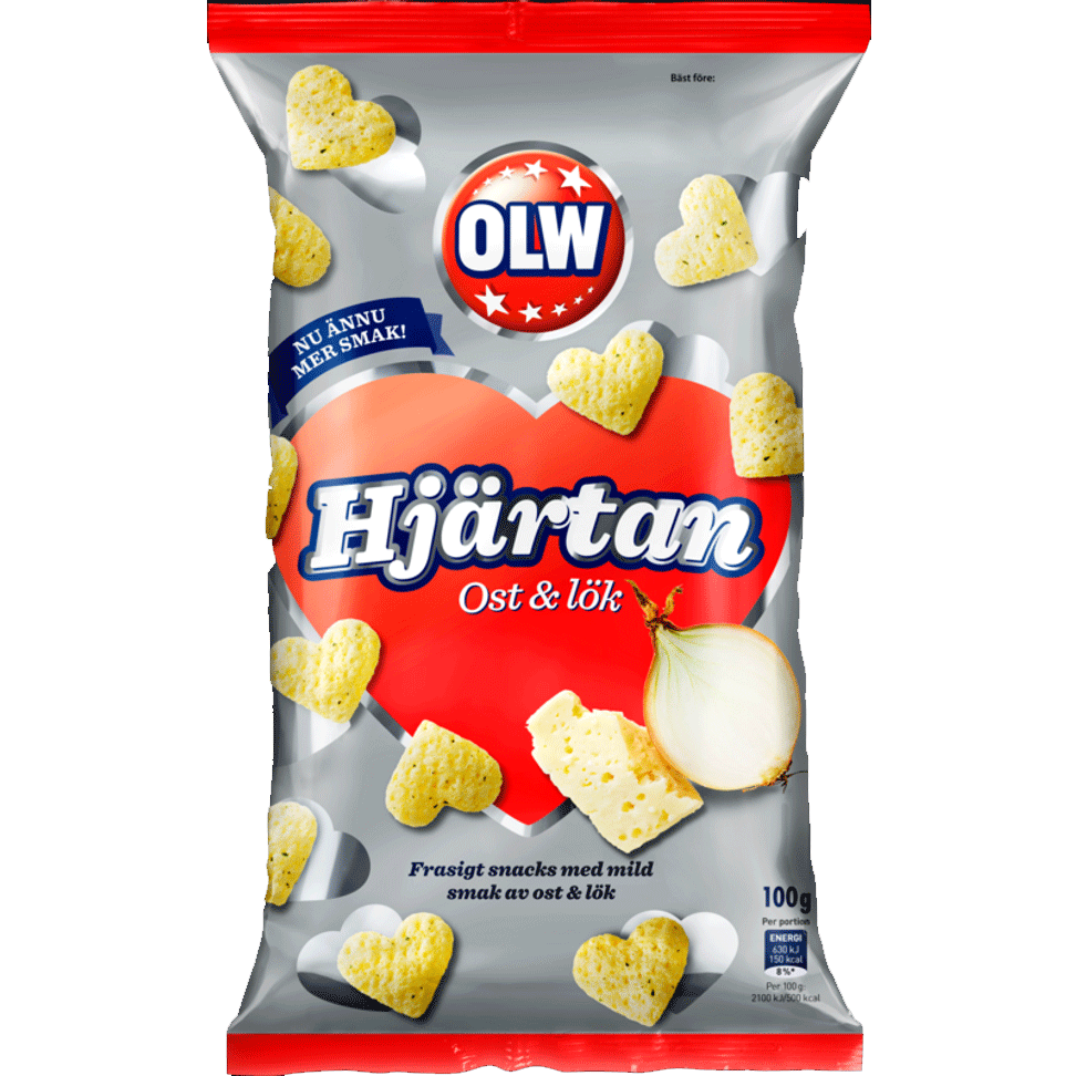 OLW Hearts Cheese & Onion - 100 grams
