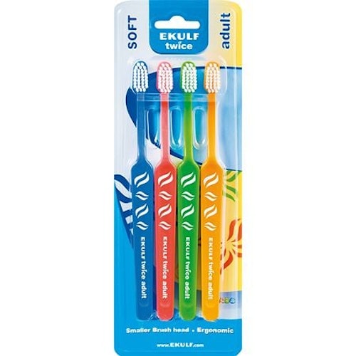 EKULF Twice Toothbrush Adult 4-pack