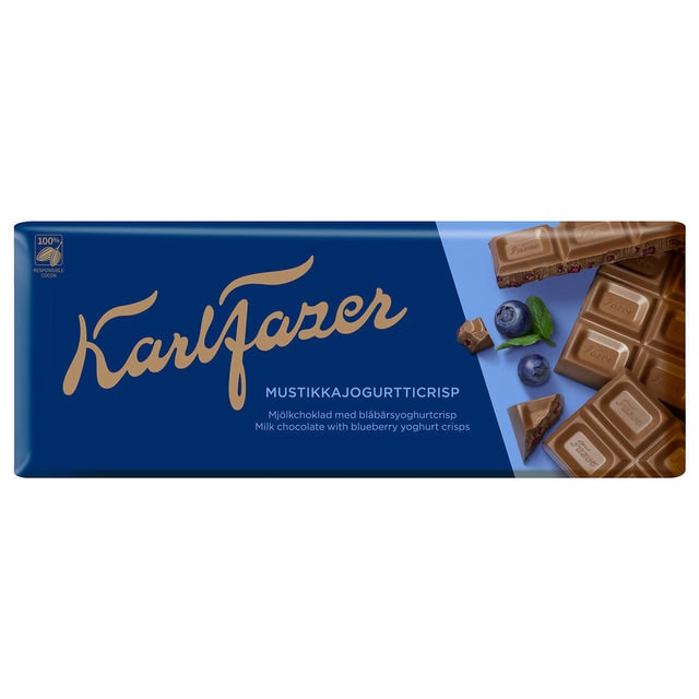 Fazer Karl Fazer Milk Chocolate With Blueberry Yoghurt Crisp - 200 grams