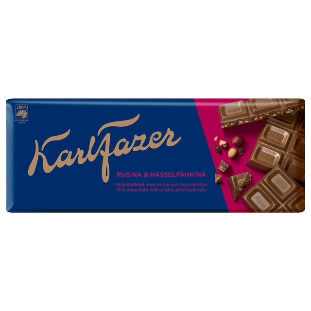 Fazer Karl Fazer Milk chocolate with raisins & hazelnuts - 200 g