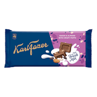 Karl Fazer raisin & almond with crispy puffs milk chocolate - 143g