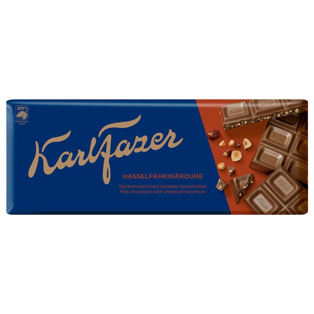 Fazer Karl Fazer Chopped Hazelnuts Milk Chocolate - 180 grams