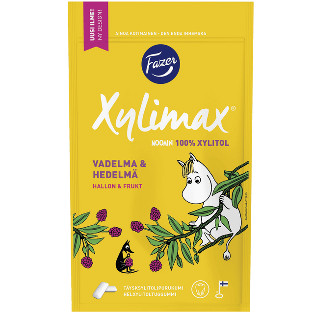 Xylimax Moomin raspberry fruit all-xylitol chewing gum - 100 grams