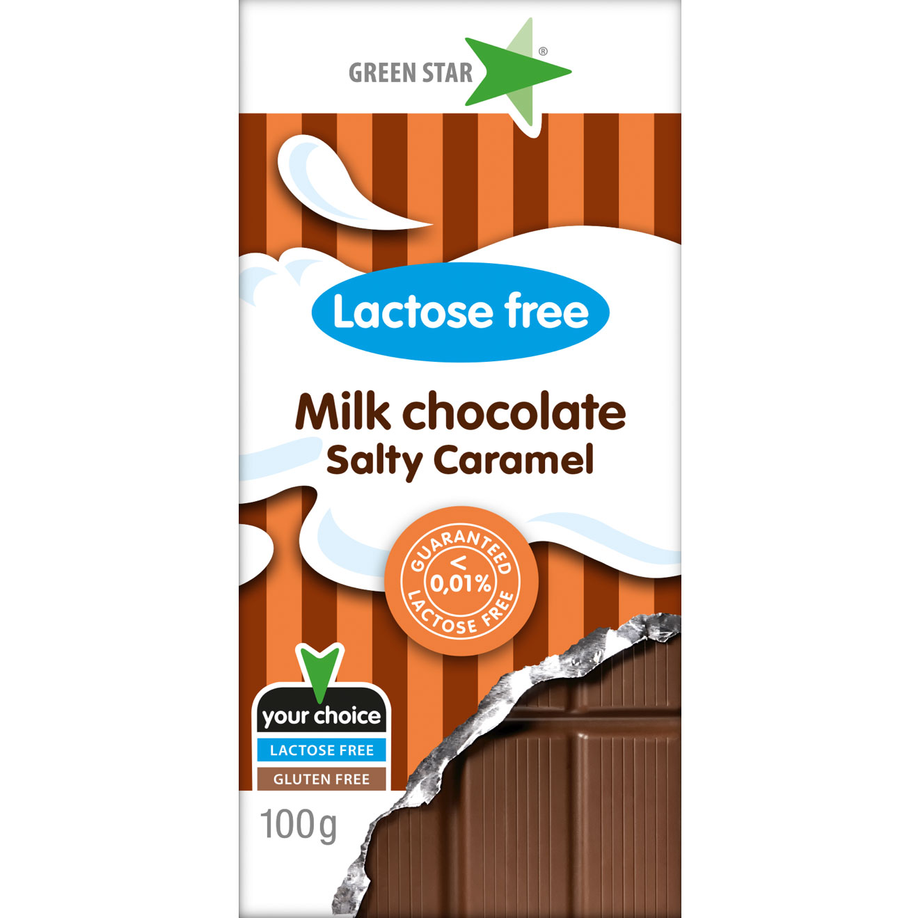 Green Star Lactose Free Milk Chocolate, Salty Caramel - 100 grams