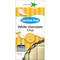 Green Star Lactose Free Milk Chocolate, White Chocolate Crisp - 100 grams